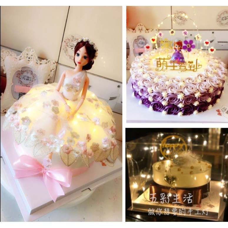 50cm 10Lights Luminous light string LED copper wire light birthday cake decoration small light string flower gift(992L)