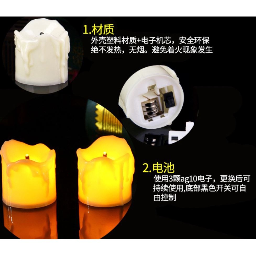 1pc LED Electric Battery Powered Tealight Candles Warm White Flameless Candles For Christmas Holiday Wedding Home(1093L) - Image 3