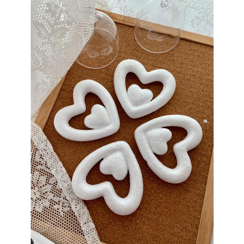 2pcs 8cm Heart-shaped White Bubble Polystyrene foam wedding decoration heart shaped Creative Handmade Flower(1397L) - Image 2