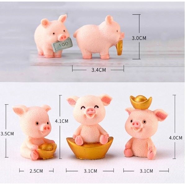 Micro Pig Family Figurine Resin Ornaments Miniature Model Mini Animal Statue Bonsai Decoration Garden Home(2058L) - Image 3
