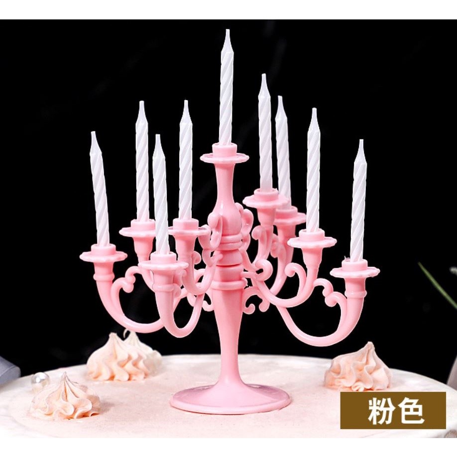 9pcs Candles and Candlestick Bracket 1 Set Cake Topper Birthday Party Cake Candle Holders Toppers Decoration(887L) - Image 9