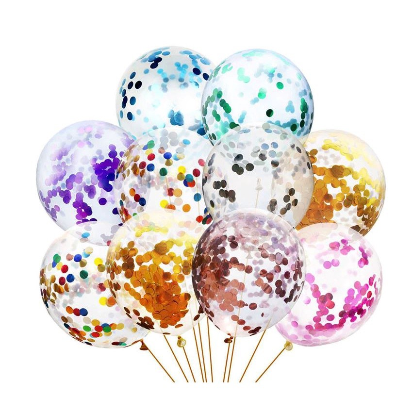 12 Inch Confetti Latex Balloons Transparent for Party Birthday Anniversary Decoration 彩色铝箔亮片气球 (313L) - Image 8