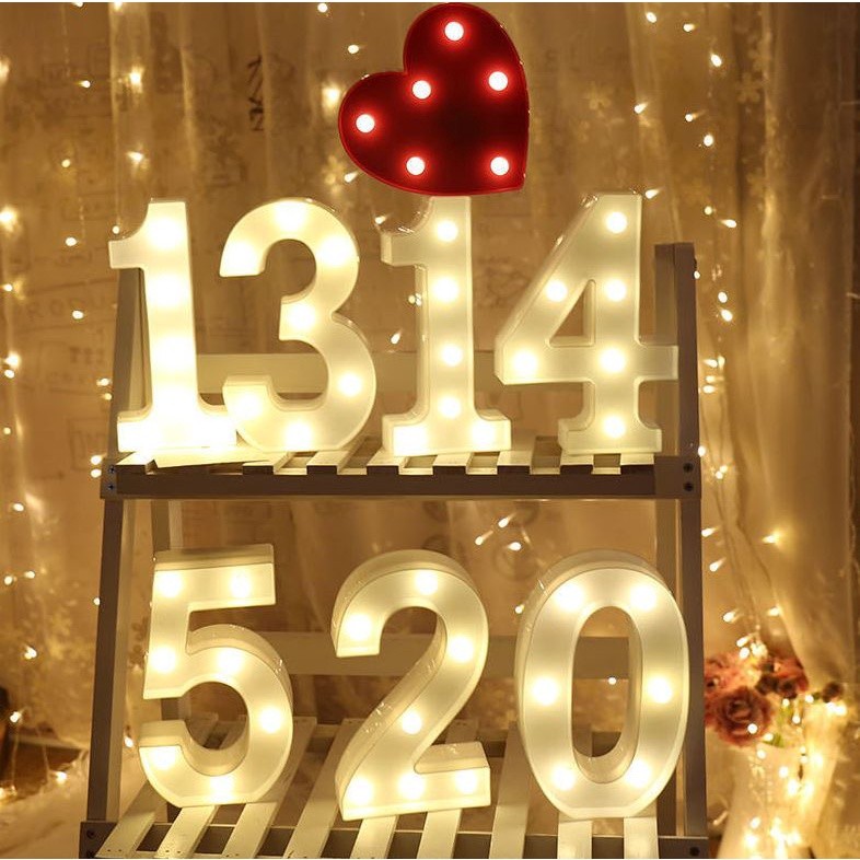 Creative Luminous 0-9 Digital Number Light AA Battery Powered Lamp Night Light for Christmas Wedding Birthday(1471L)