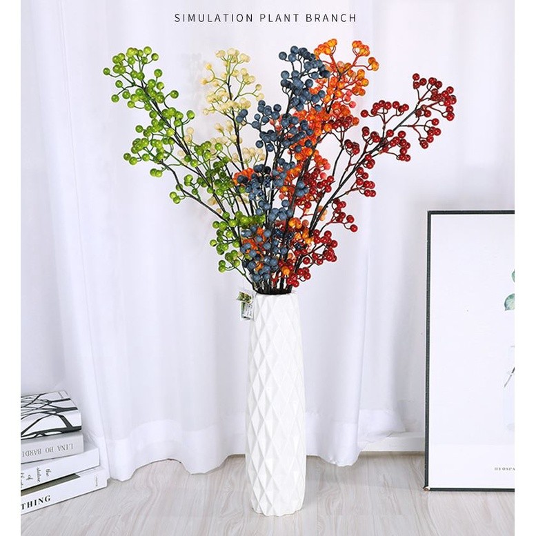 16 head Wild fruit branch Artificial Wedding Party Foam Bouquet Table Decoration Bean Branch Fake Flower Home(1180L)