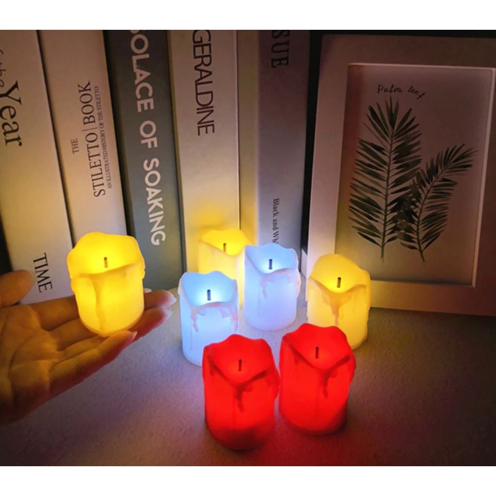 1Pcs LED Candle Flameless Tealight Battery Operated Candles Real Paraffin Wax Pillars Holiday Wedding Party Decor(1092L)