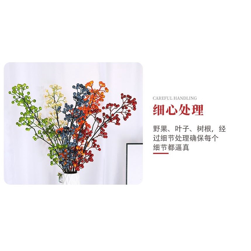 16 head Wild fruit branch Artificial Wedding Party Foam Bouquet Table Decoration Bean Branch Fake Flower Home(1180L) - Image 4