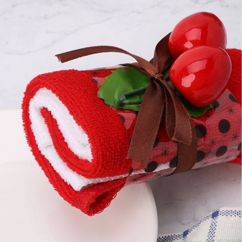 READY IN STOCK Cherry Cake Swiss Roll Shape Hand Towel Washcloth Wedding Party Gifts Drop Ship Support(186L) - Image 2