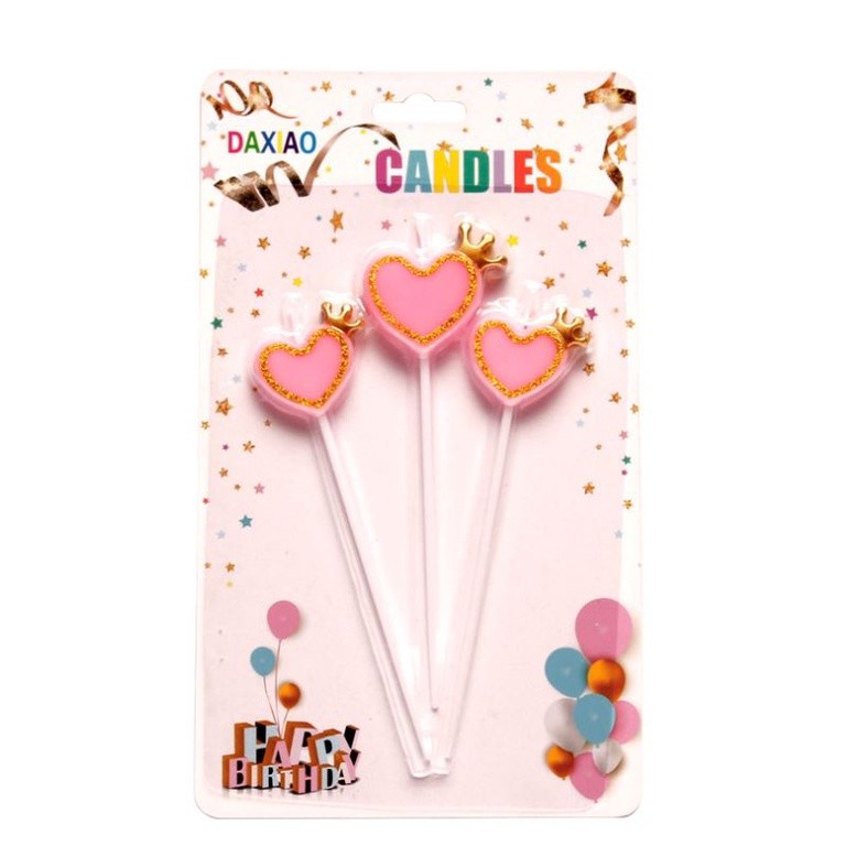 1set three sticks love crown birthday candles pink blue cute children's Valentine cake decoration confession(1358L) - Image 8
