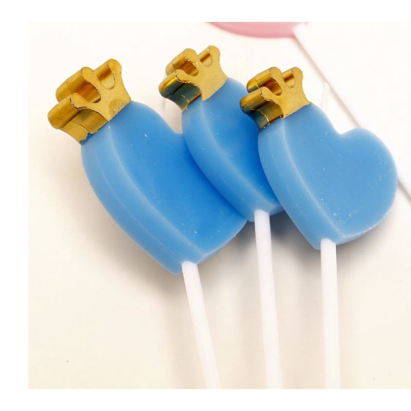 1set three sticks love crown birthday candles pink blue cute children's Valentine cake decoration confession(1358L) - Image 4