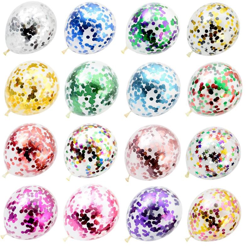 12 Inch Confetti Latex Balloons Transparent for Party Birthday Anniversary Decoration 彩色铝箔亮片气球 (313L) - Image 9