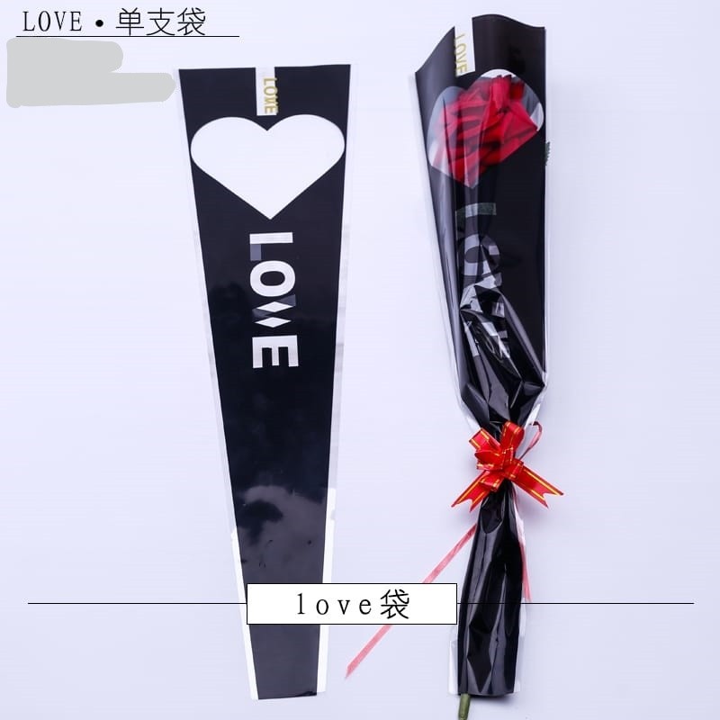 10pcs LOVE Letters Wrapping Plastic Single Rose Flower Packaging Bag Party Decorations Rose BoxesCasesForFlowers (1518L) - Image 8