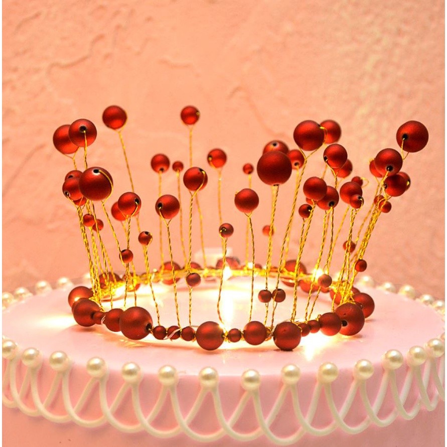 Light LED Lamp CakeTopper Pearl Princess Crown Cake Topper Happy Birthday Cake Decoration DIY Party Wedding Party(751L) - Image 9