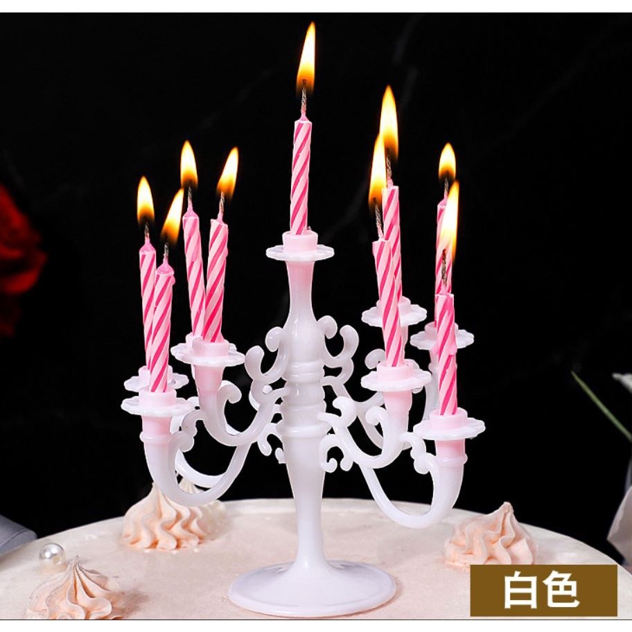 9pcs Candles and Candlestick Bracket 1 Set Cake Topper Birthday Party Cake Candle Holders Toppers Decoration(887L) - Image 8