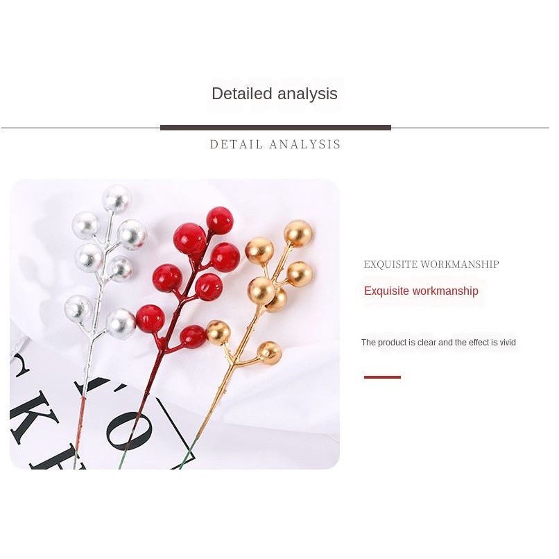 Simulation Christmas red fruit fork Acacia bean fortune fruit small red fruit Christmas gift accessories 红果圣诞果仿真浆(1179L) - Image 3