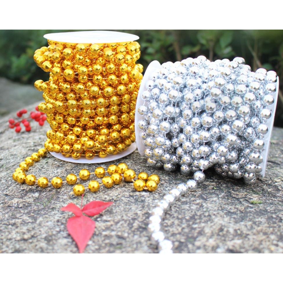 1yard 10mm Christmas Bead Chain Pendant Christmas Tree Decoration Pearl Beads Chain Ornament Christmas Decoration(1151L)