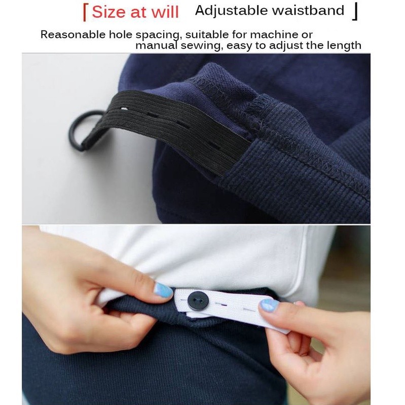 15/20/25/30mm Button Hole Ribbon Elastic Band Trim Buttonhole Pants Waist Adjustable Fabric DIY Sewing 纽扣可调节松紧带(2075L) - Image 4