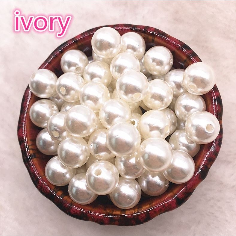 3/4/5/6/8/10/12/14/16mm Hole Ivory Round Imitation Plastic Pearl Spacer Loose Beads For Jewelry Access 直孔仿珍(1201L) - Image 7