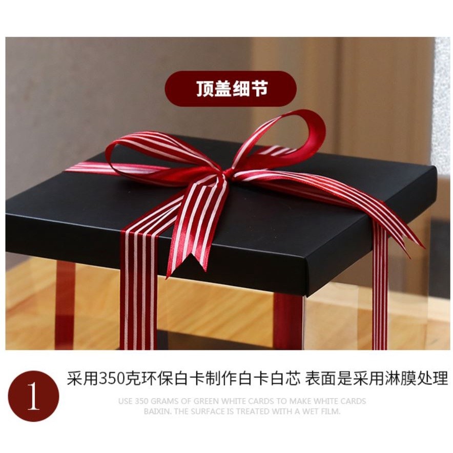 4/6/8/10/12inch Black And Base Transparent Rectangle Cake Box New Clear Gift Flower Cake Box Dustproof Packaging(906L) - Image 3
