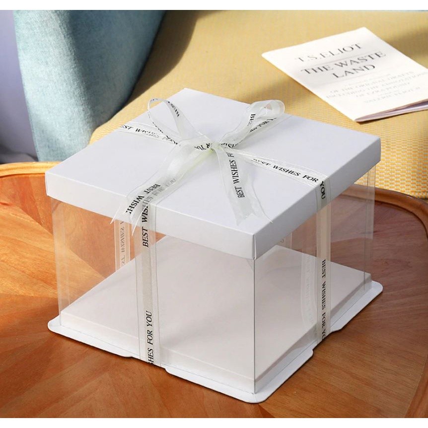 4/6/8/10/12inch White Paperboard Transparent cake box pvc flower packaging cake containers cake boxes(909L) - Image 11