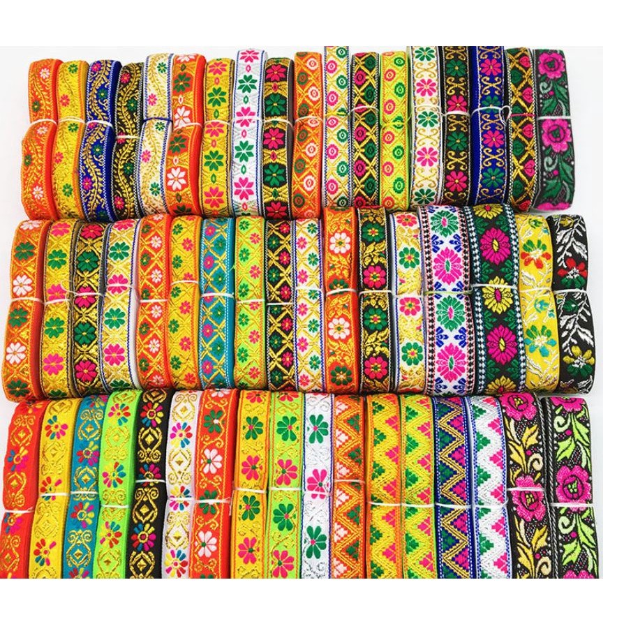 1yard Multicolor Braided Lace Trim Ribbon for Home Party Decoration DIY Clothes Sewing Accessories Lace 民族民族花边 (2077L) - Image 2