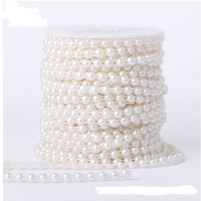 1roll 6/8/10mm Half Round Pearl Beads Chain Garland Flowers Acrylic Beads For Wedding Decoration 半面定位连线珠链 (2061L) - Image 3