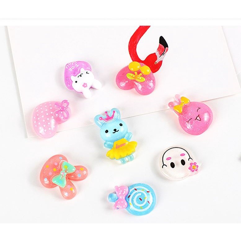 10pcs/lot Kawaii Cartoon Flatback Resin Cabochons Embellishments Flat Resins of Characters Fit Phone Deco Parts (1198L) - Image 7