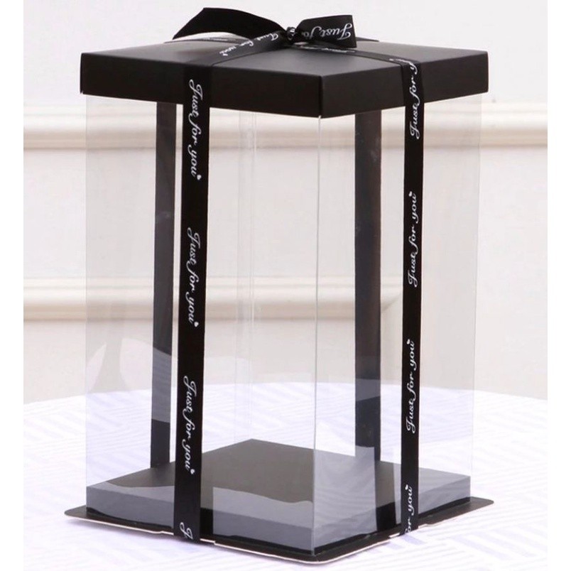 4/6/8/10/12inch Black And Base Transparent Rectangle Cake Box New Clear Gift Flower Cake Box Dustproof Packaging(906L) - Image 17