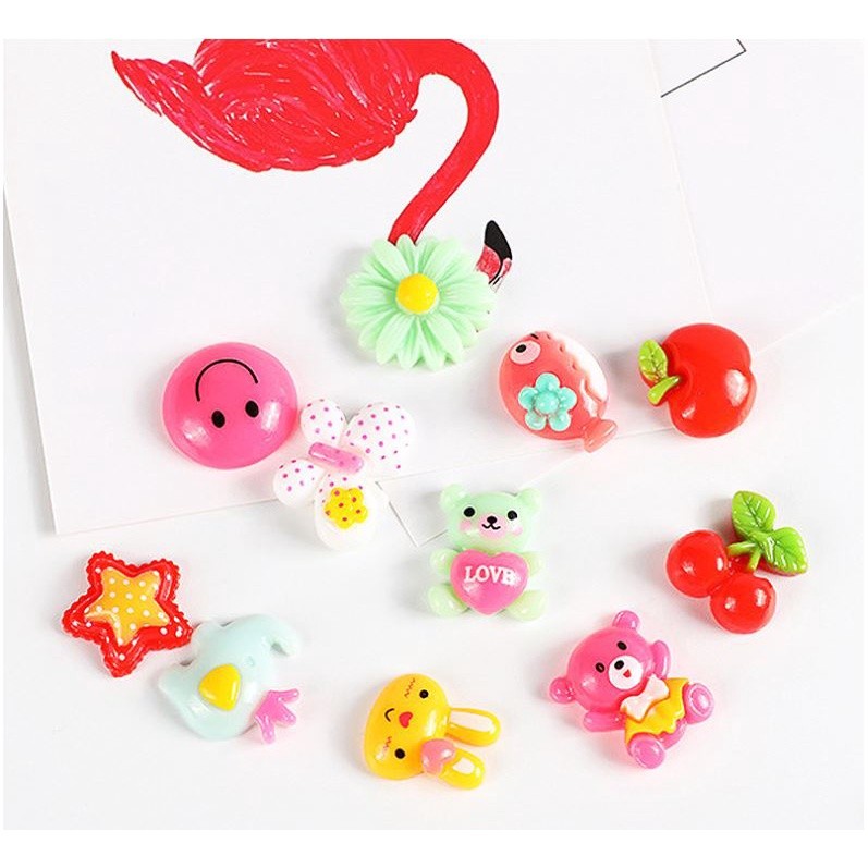 10pcs/lot Kawaii Cartoon Flatback Resin Cabochons Embellishments Flat Resins of Characters Fit Phone Deco Parts (1198L) - Image 9