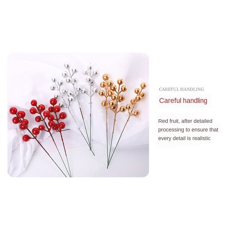 Simulation Christmas red fruit fork Acacia bean fortune fruit small red fruit Christmas gift accessories 红果圣诞果仿真浆(1179L) - Image 5