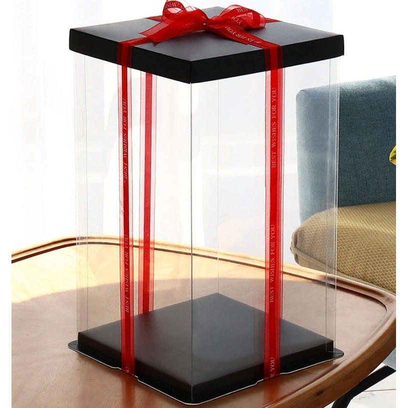 4/6/8/10/12inch Black And Base Transparent Rectangle Cake Box New Clear Gift Flower Cake Box Dustproof Packaging(906L) - Image 18