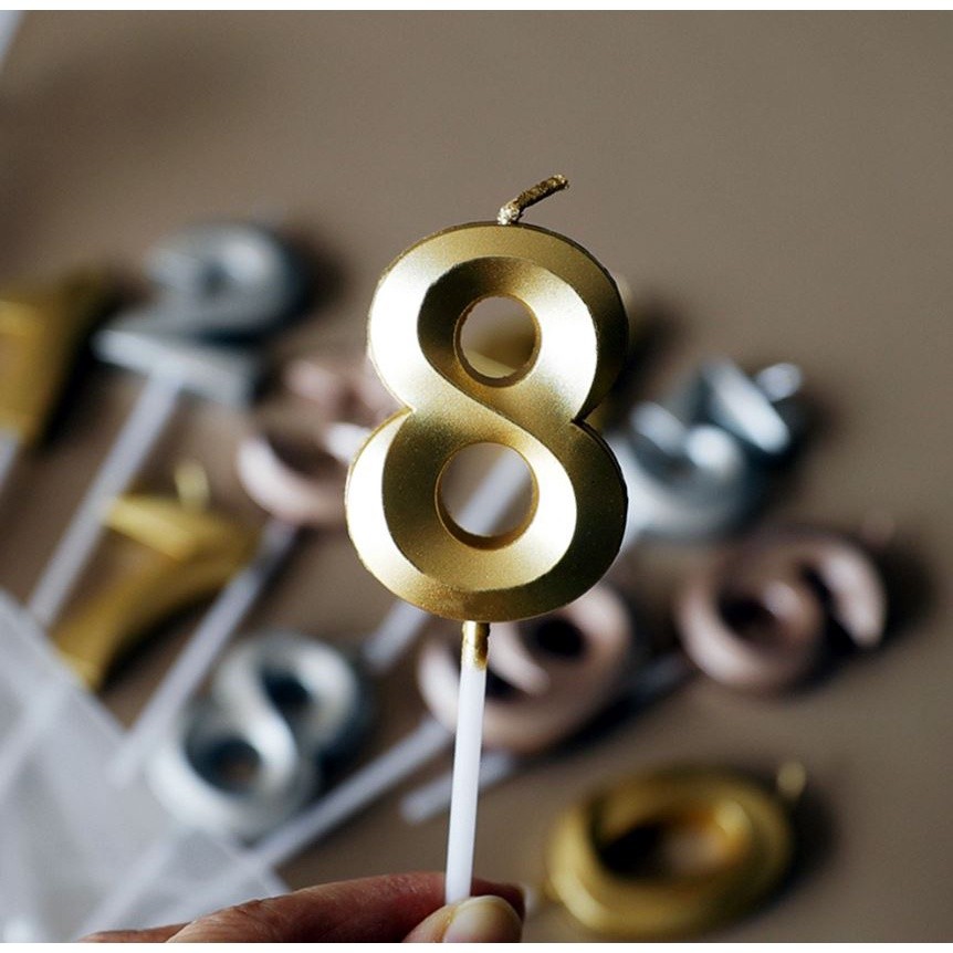 New 0 1 2 3 4 5 6 7 8 9 Cake Topper Kids Girls Boys Baby Party Supplies Decoration Colorful Birthda 数字蜡烛0-9金色钻石(2068L) - Image 4