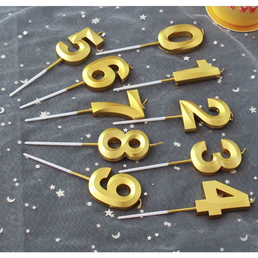 New 0 1 2 3 4 5 6 7 8 9 Cake Topper Kids Girls Boys Baby Party Supplies Decoration Colorful Birthda 数字蜡烛0-9金色钻石(2068L) - Image 9