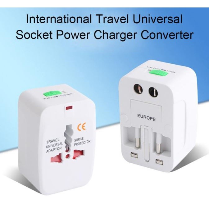 Universal AC Electric Plug Adapter 2 User Ports Word Travel Power Charger Socket Adapter with UK EU US AU Plug(2064L) - Image 2