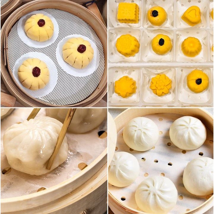 Round steamer paper disposable anti-stick oil-absorbing double-sided silicone oil steamed bun pad paper(1492L) - Image 2