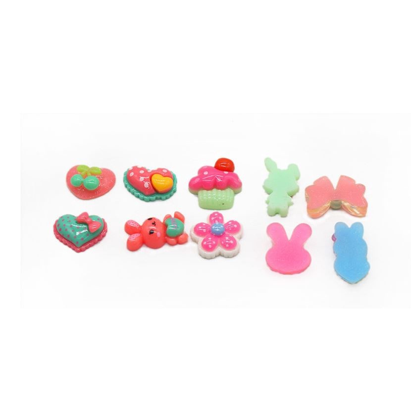 10pcs/lot Kawaii Cartoon Flatback Resin Cabochons Embellishments Flat Resins of Characters Fit Phone Deco Parts (1198L) - Image 4