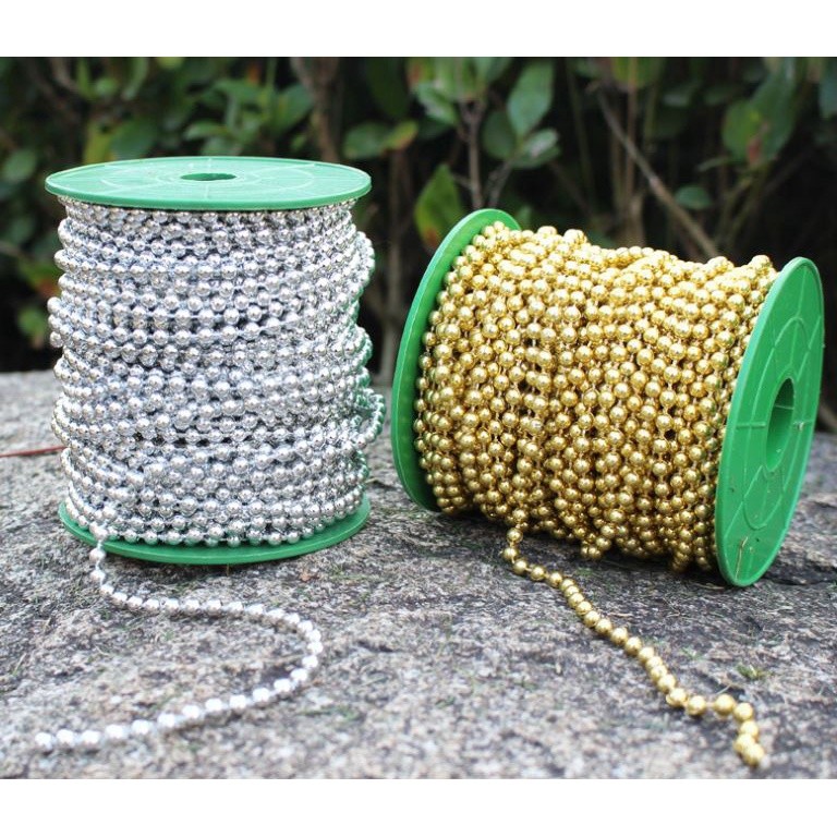 1yard 5mm Christmas Bead Chain Pendant Christmas Tree Decoration Pearl Beads Chain Ornament Christmas Decorations(987L)