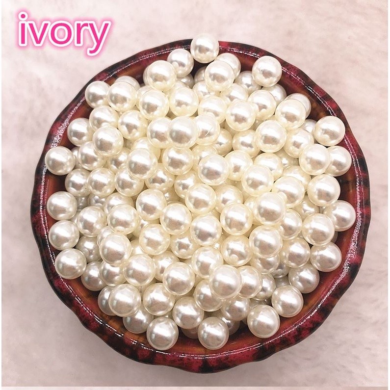 3/4/5/6/8/10/12/14/16mm Hole Ivory Round Imitation Plastic Pearl Spacer Loose Beads For Jewelry Access 直孔仿珍(1201L) - Image 6