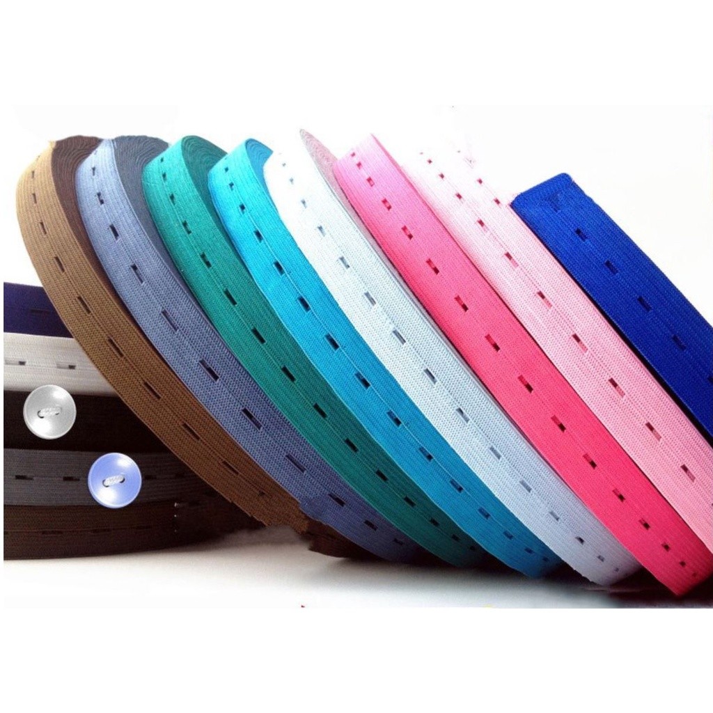 15/20/25/30mm Button Hole Ribbon Elastic Band Trim Buttonhole Pants Waist Adjustable Fabric DIY Sewing 纽扣可调节松紧带(2075L) - Image 9