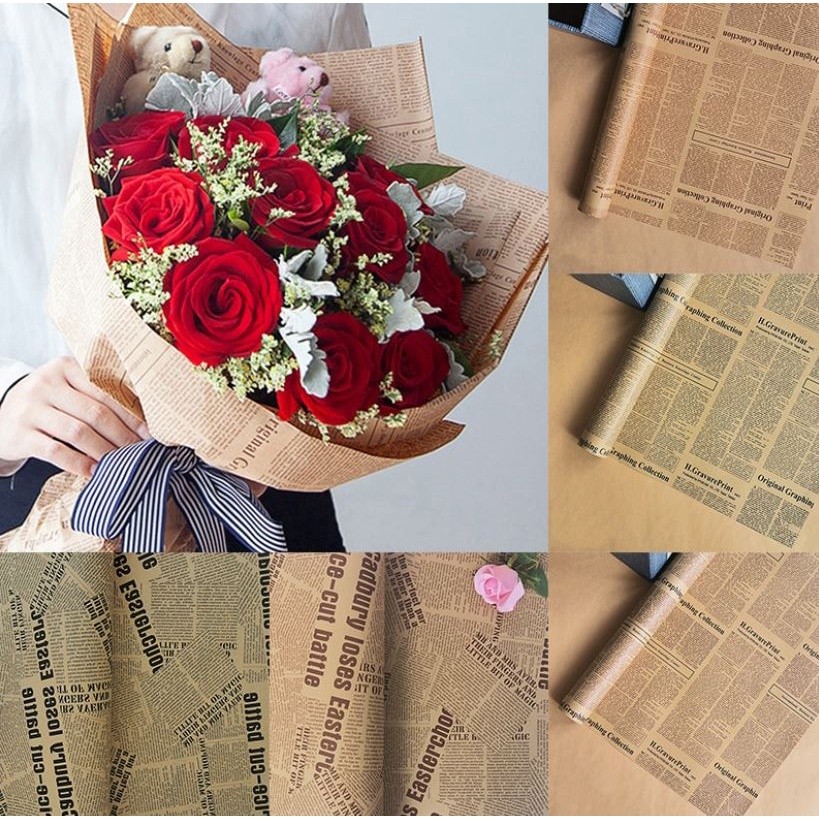 50x70cm Gift Wrapping Paper Roll Vintage Newspaper Double Sided Wrap Decor Art Kraft For Christmas Party(1346L) - Image 2