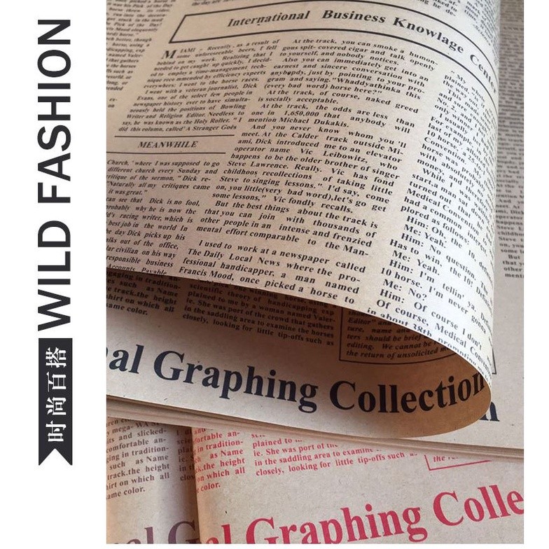 50x70cm Gift Wrapping Paper Roll Vintage Newspaper Double Sided Wrap Decor Art Kraft For Christmas Party(1346L) - Image 7