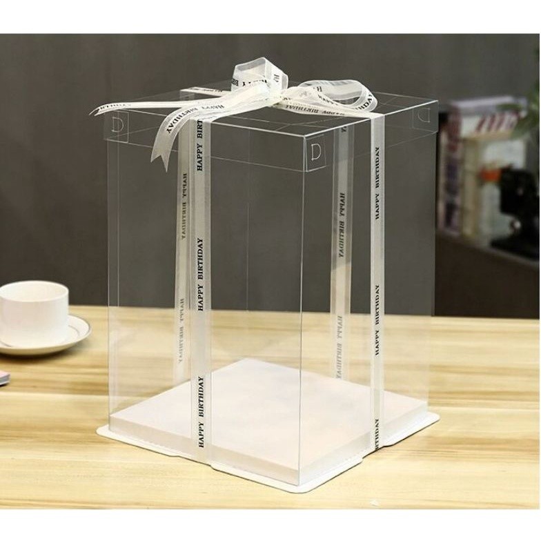 Creative Transparent Cake Boxes packaging Box Valentine Rose Bear Flower Cake Gift Box High-end Flip Cake Packing(907L) - Image 9