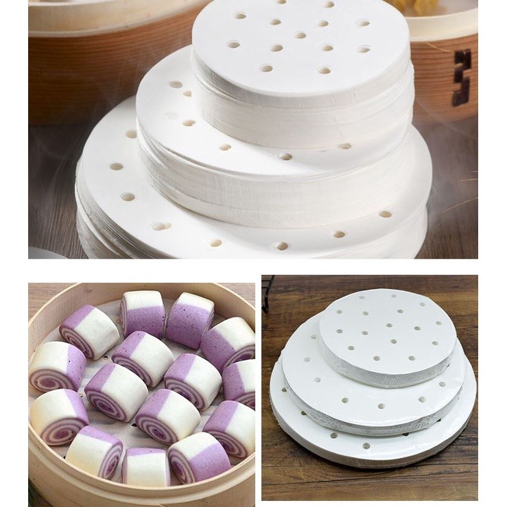 Round steamer paper disposable anti-stick oil-absorbing double-sided silicone oil steamed bun pad paper(1492L) - Image 7