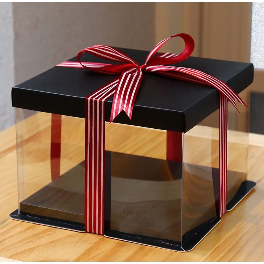 4/6/8/10/12inch Black And Base Transparent Rectangle Cake Box New Clear Gift Flower Cake Box Dustproof Packaging(906L) - Image 9