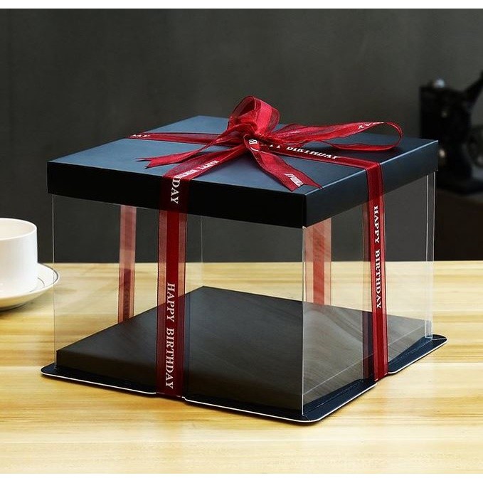 4/6/8/10/12inch Black And Base Transparent Rectangle Cake Box New Clear Gift Flower Cake Box Dustproof Packaging(906L) - Image 13