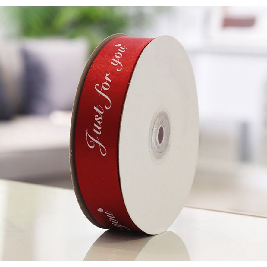 25MM 45M Just For You Printed Polyester Ribbon for Wedding Christmas Party Decorations DIY Bow Craft Ribbons (901L) - Image 8