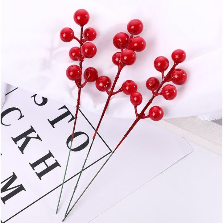 Simulation Christmas red fruit fork Acacia bean fortune fruit small red fruit Christmas gift accessories 红果圣诞果仿真浆(1179L) - Image 8