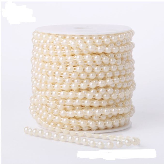 1roll 6/8/10mm Half Round Pearl Beads Chain Garland Flowers Acrylic Beads For Wedding Decoration 半面定位连线珠链 (2061L) - Image 4
