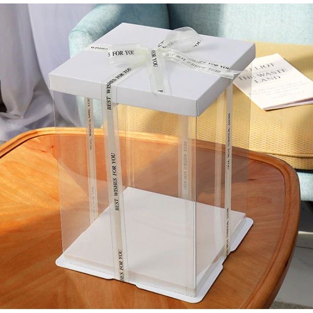 4/6/8/10/12inch White Paperboard Transparent cake box pvc flower packaging cake containers cake boxes(909L) - Image 19