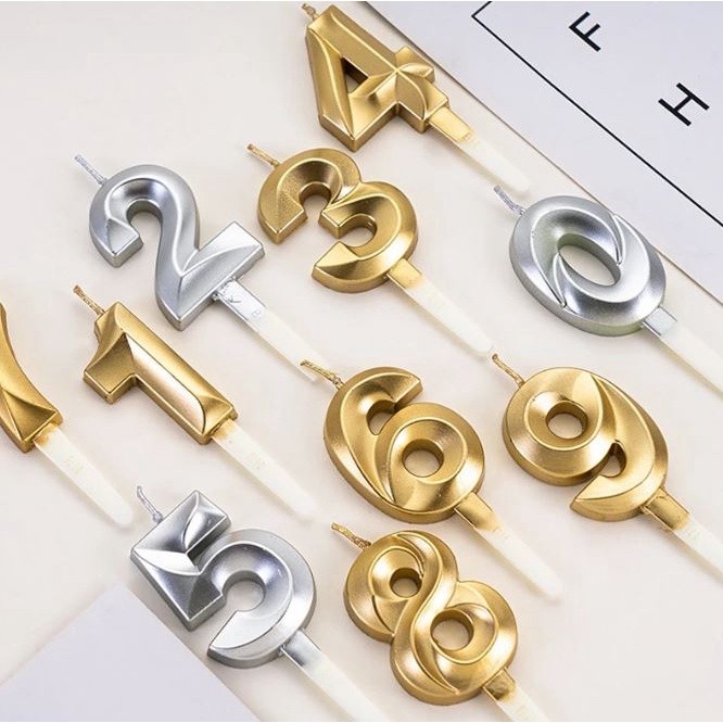 New 0 1 2 3 4 5 6 7 8 9 Cake Topper Kids Girls Boys Baby Party Supplies Decoration Colorful Birthda 数字蜡烛0-9金色钻石(2068L)