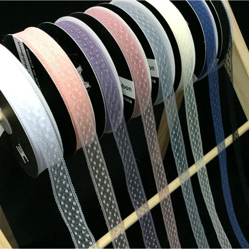 2yards Mesh Ribbon Lace Fabric Supplies For Headwear Trim Crafts Sewing Accessories Clothes DIY Wedding鲜花花束包装波点丝带(2067L) - Image 2